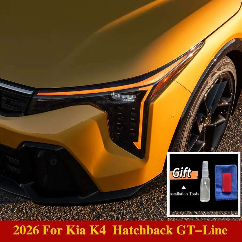 2026 For Kia K4  Hatchback GT-Line Car Headlight Protect Car Film Transparent Black TPU Exterior Sticker Car Accessories