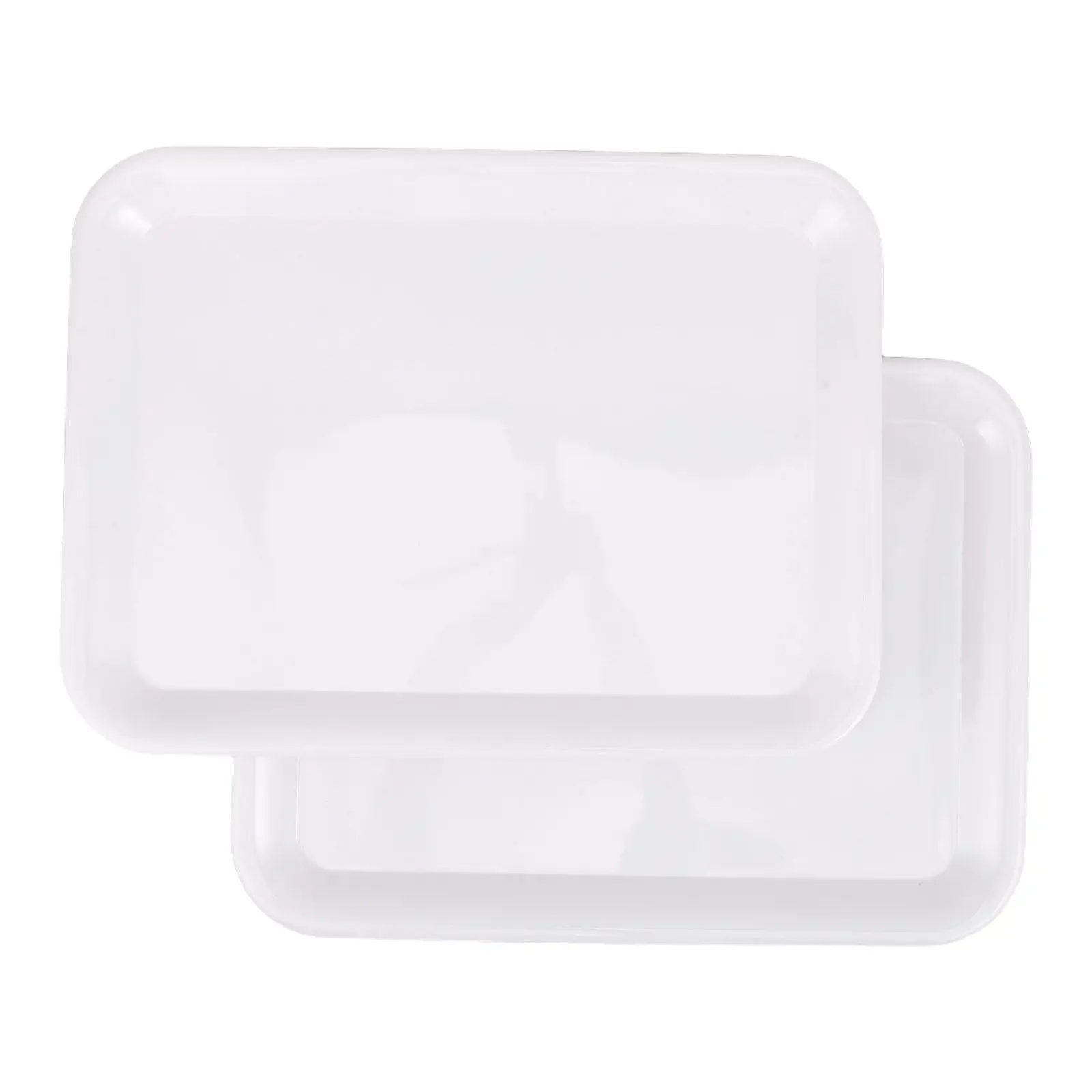 2Pcs Rectangular Melamine Dessert Serving Trays White Unbreakable Scratch Resistant Family Large Reusable Party Food Platter