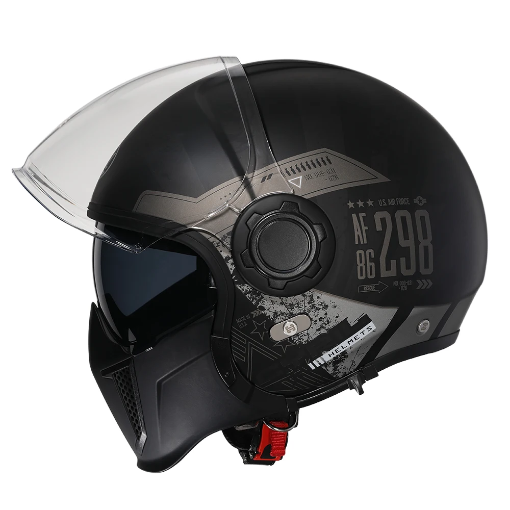 

CYRIL Retro Motorcycle Helmet Four Seasons Double Visor Open Face Removable Safety Light Weight Certified Moto Helmets Joker