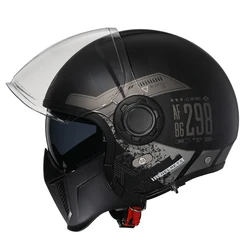 CYRIL Retro Motorcycle Helmet Four Seasons Double Visor Open Face Removable Safety Light Weight Certified Moto Helmets Joker