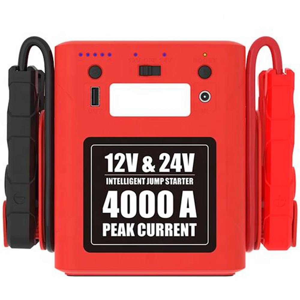 LED Powerbank Battery Booster Portable Car Jump Starter Power Bank 12v 24v 4000A Tire Inflator With Air Compressor