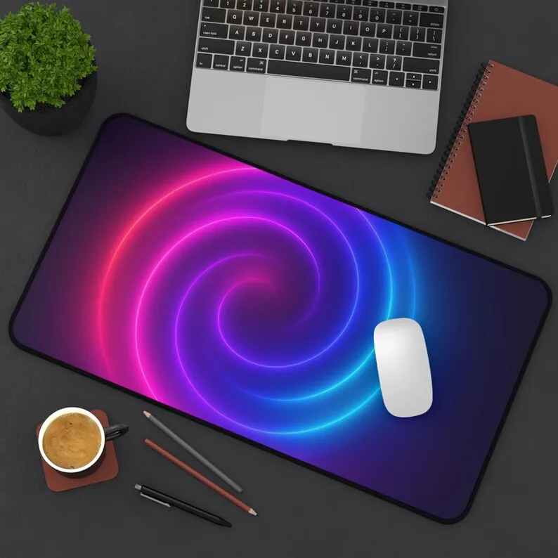 

Abstract Neon Gradient Swirl Pattern, Trendy Office Accessories, Student Gifts, Home Office Decor, Workspace Kawaii Desk Pad