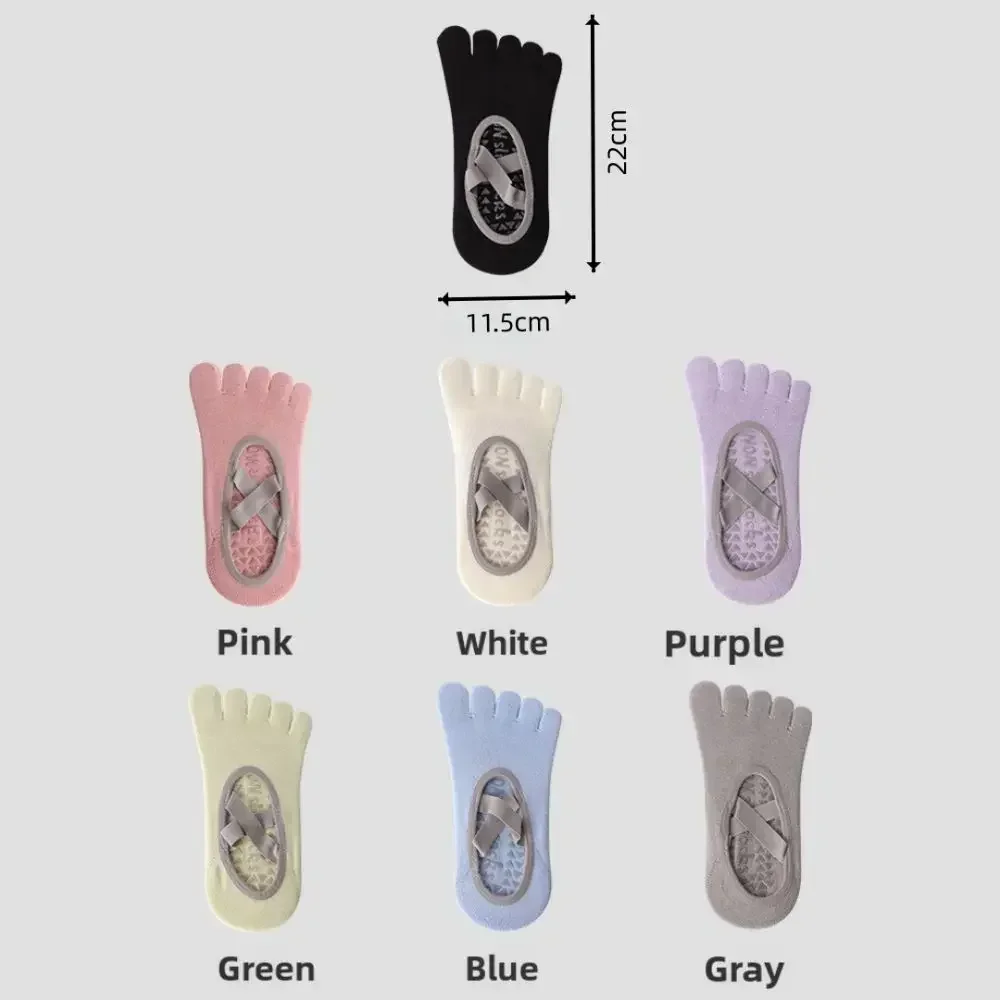 Nieuwe antislipgrip yogasokken Schokabsorptie Naadloze vijfvingersokken Ademende sportsokken voor thuisoefeningen