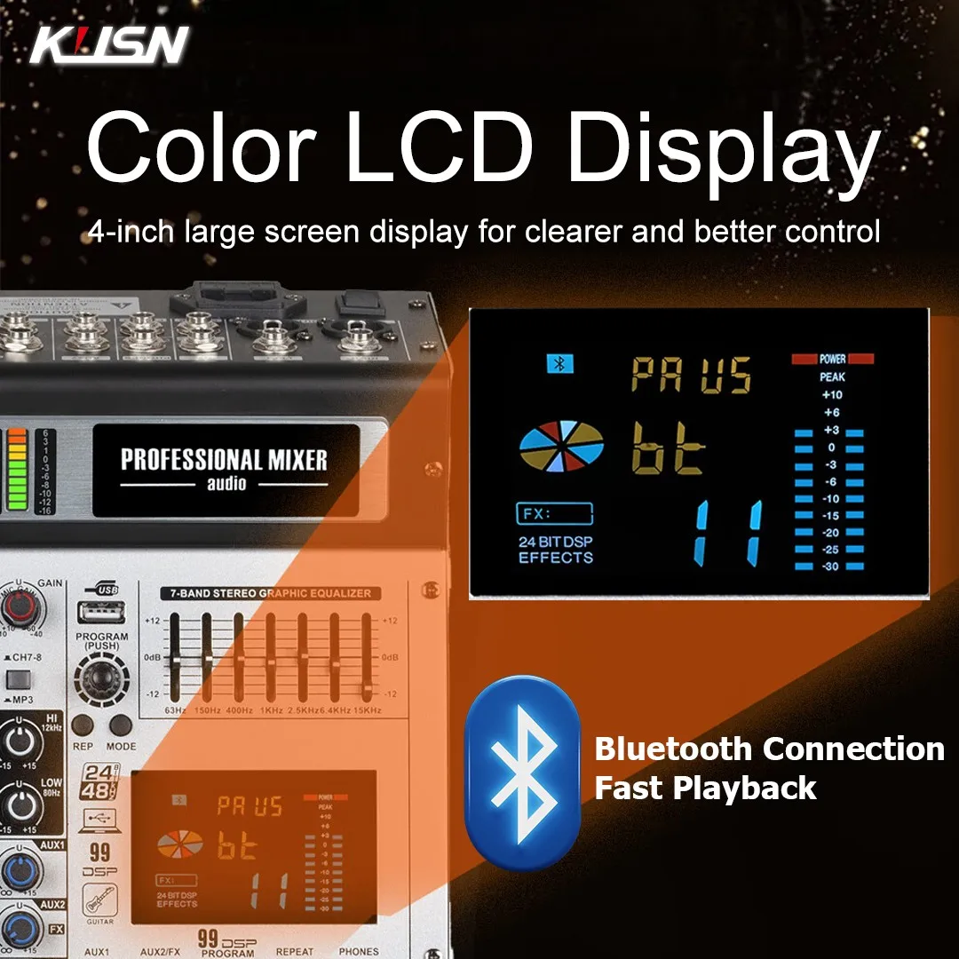 

12 Channel 99 DSP Digital Mixer Professional Powered DJ Controller Audio Mixing Console Power Sound Mixer With Bluetooth USB