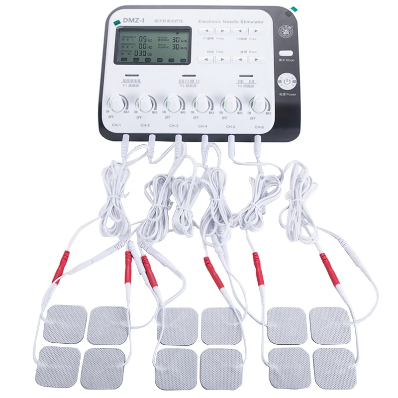 Body Massager 6-uitgangskanaals Fysiotherapie TENS Elektrische spierstimulator Relax Electroacupunctuur Patch Massagemachine