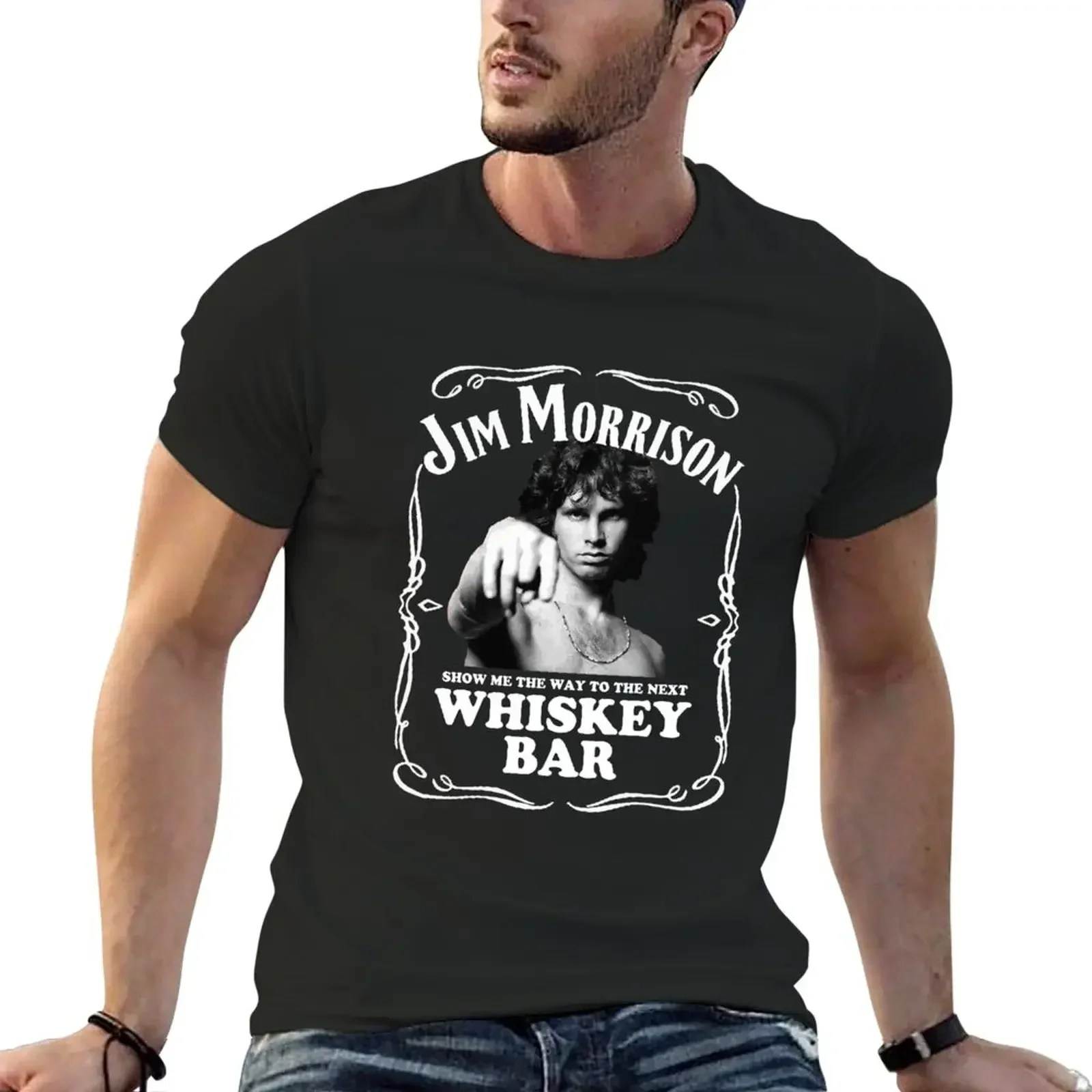 

Jim Morrison Show Me The Way to Next Whiskey Bar Doors Logo Womens Casual Slim Fit Basic Long Sleeve Fashion T-Shirt