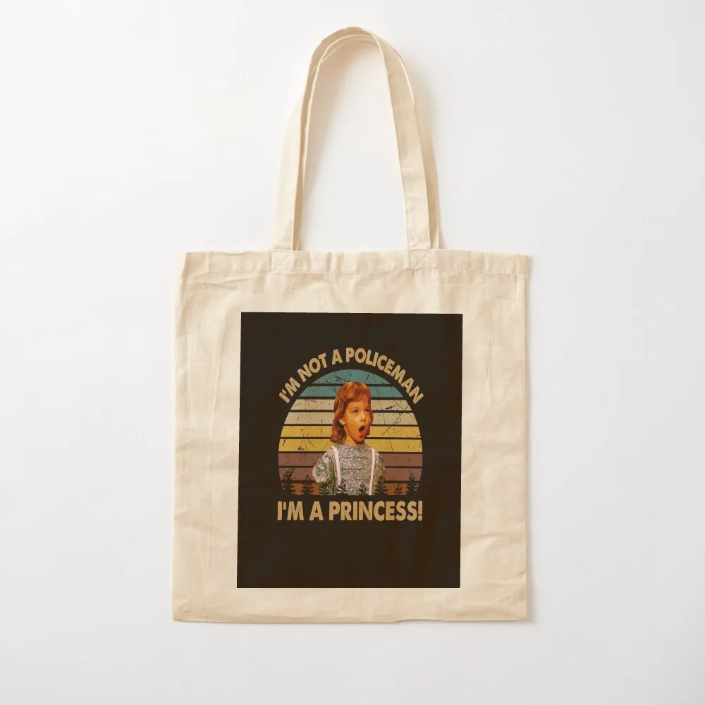 أنا لست شرطيًا، أنا أميرة أطفال ملصق حمل حقيبة تسوق حقيبة المتسوق حقيبة نسائية قماش حمل الحقائب الجمالية #2