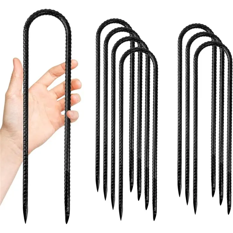 

Крючок BAAJ-U, металлический фиксатор, 12 дюймов, 8 стальных арматурных кольев, нержавеющие грунтовые анкеры для палаток, растений