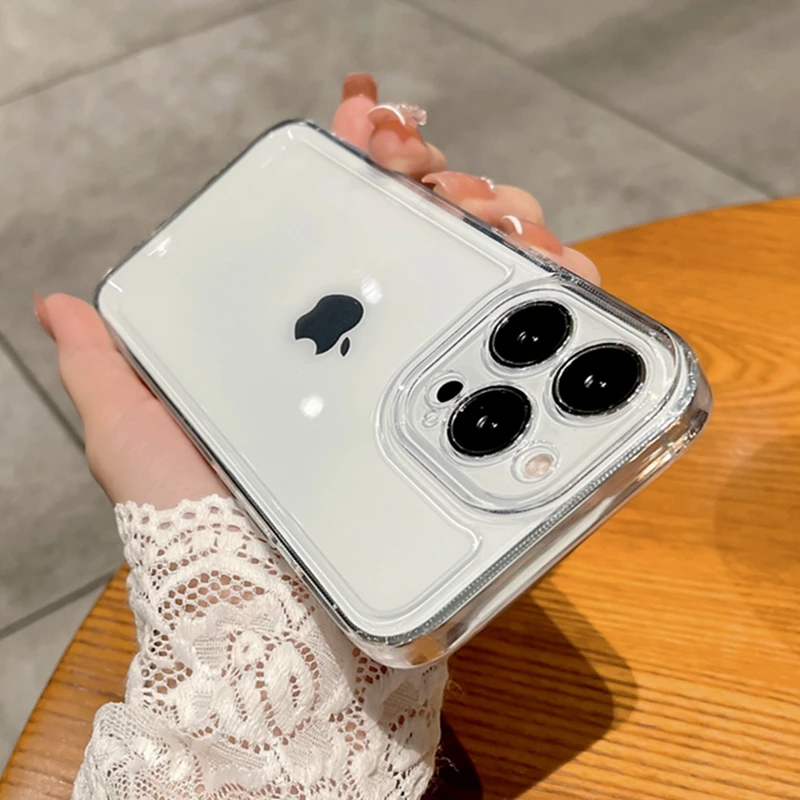 Luxuriöse, transparente, stoßfeste Handyhülle für iPhone 15 14 13 12 Mini 11 Pro X XR XS Max 7 8 Plus SE, klare Stoßstange, weiche TPU-Abdeckung
