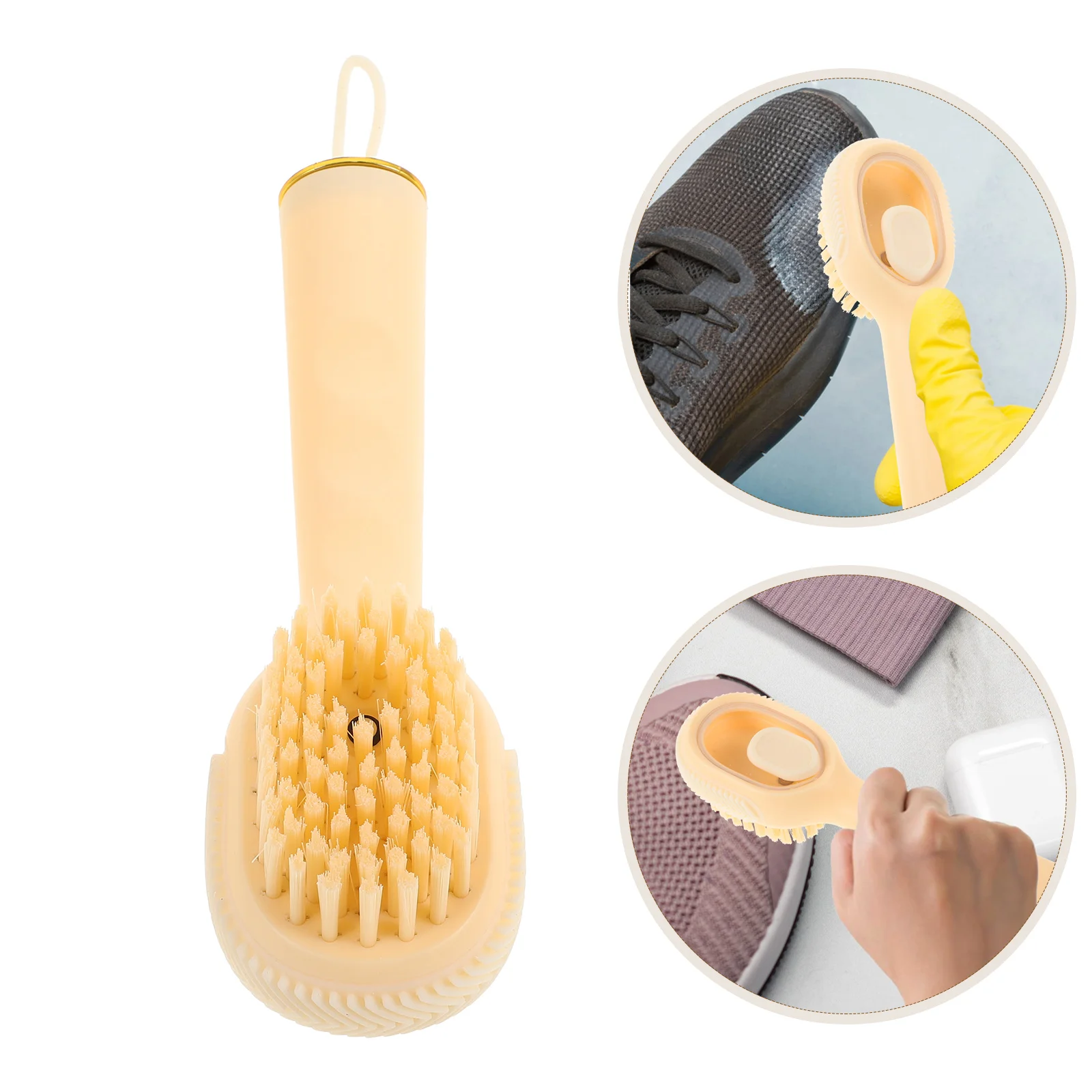 

Multifunctional Press Shoe Cleaner Soft Bristles Shoe Brush For Cleaning Laundry Household Stains Boot Hat With Hangable Design