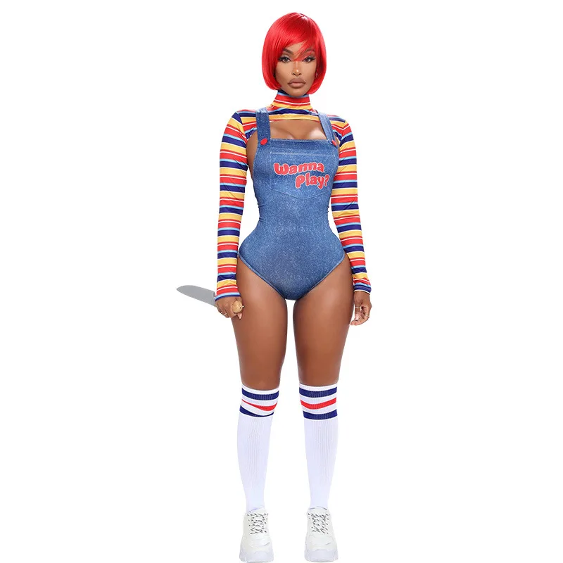 Loween Chuy – Costume de Clown effrayant, tenue de spectacle sur scène, poupée de ruche, Costume de renaissance, faion ethnique pour femmes