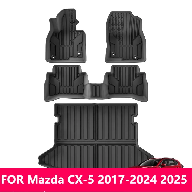 

For Mazda CX-5 2017-2024 2025 US Version TPE 3D Floor Mats Trunk Liner Black