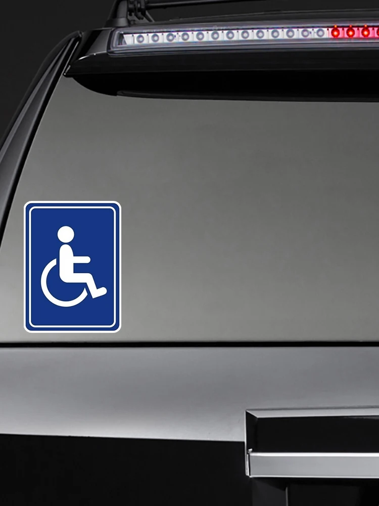 V1606# 7.6*10cm 4PCS For Disabled Wheelchair Stickers Handicap Access Sign  Vinyl Decals Car Accessories Pegatinas Para Coche