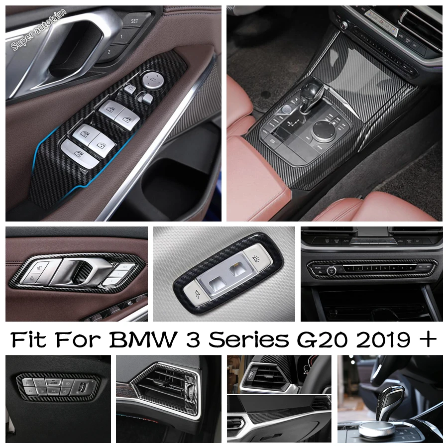 

Carbon Fiber Look Interior For BMW 3 Series G20 2019 - 2024 Dashboard / Cup Holde / Steering Wheel / Gear Shift Knob Cover Trim