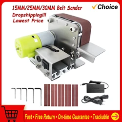 Mini Belt Sander Electric Sanding Polishing Grinding Machine 7 Variable Speed 10 Sanding Belts for Polishing Wood Acrylic Metal