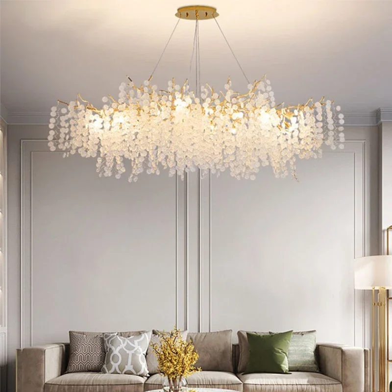 Imagem -05 - Luxo Cristal Lustres Gold Tree Branch Droplight Estilo Europeu Luz Pingente para Casa Sala de Jantar Quarto Decoração