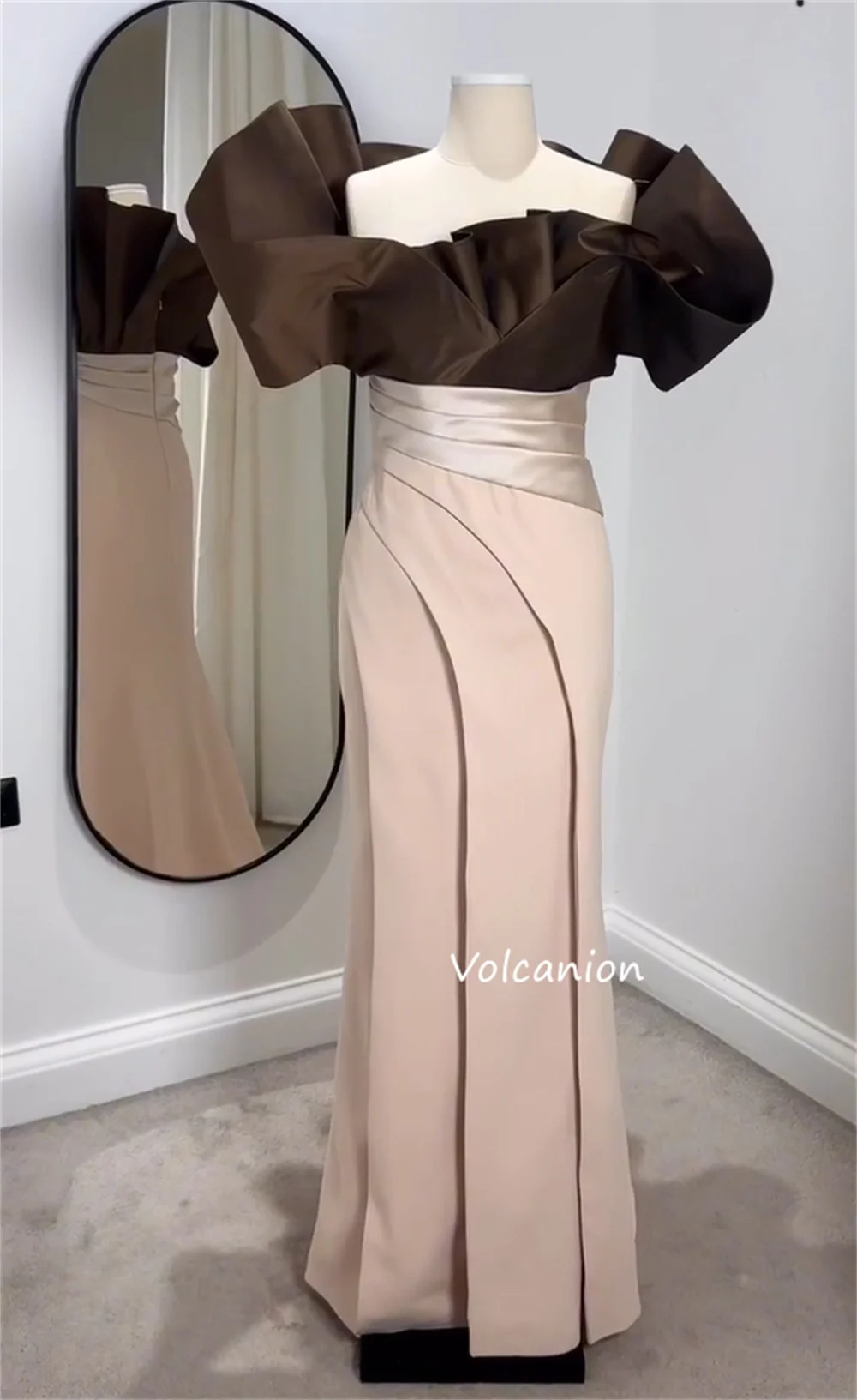 تخصيص الطية الرعوية حورية البحر خارج على الكتف فساتين طويلة مناسبة مخصصة المشاهير النمط الصيني رائعة