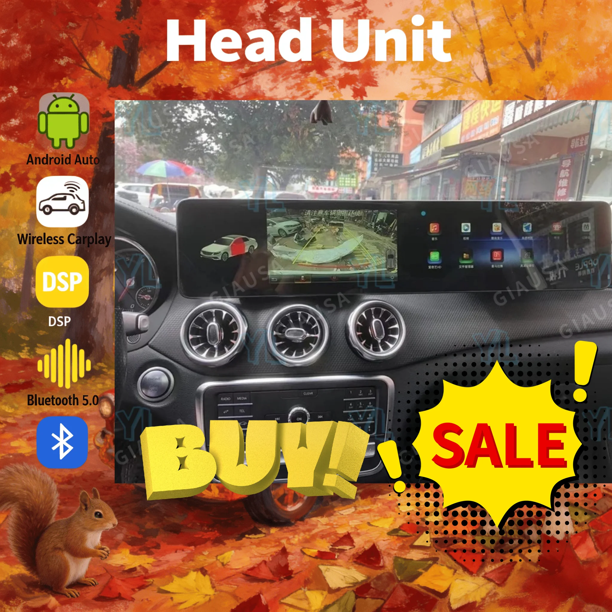 RC Car GPS Multimedia Video For Mercedes Benz A Class CLA GLA X156 W176 W246 2013-2018 Dual Screen Android 14 Carplay DSP Stereo