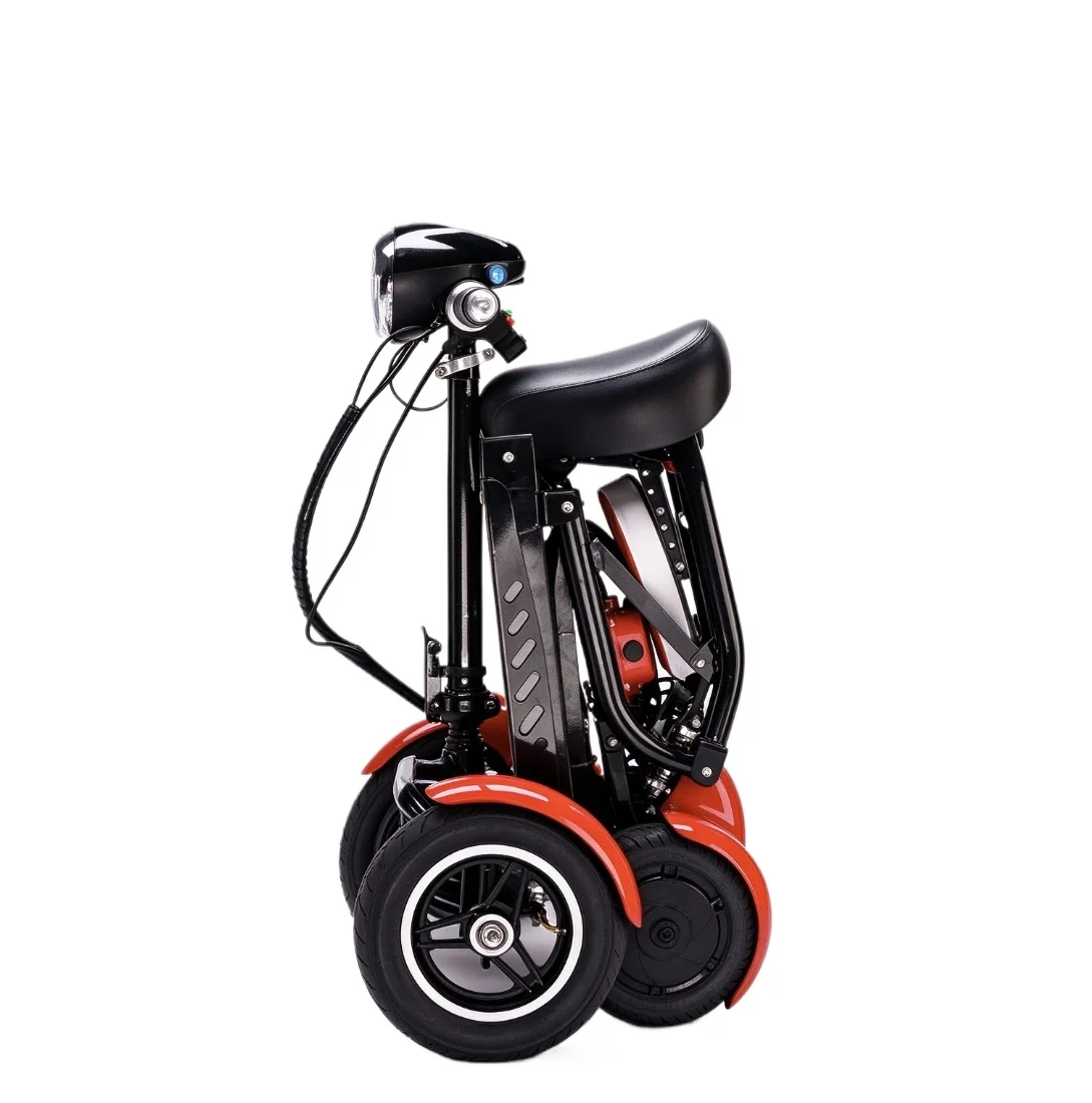 Foldable Electric Mobility Scooter 4 Wheel 250W Portable Senior Travel Folding Medical Aid Vehicle Compact Lightweight Outdoor