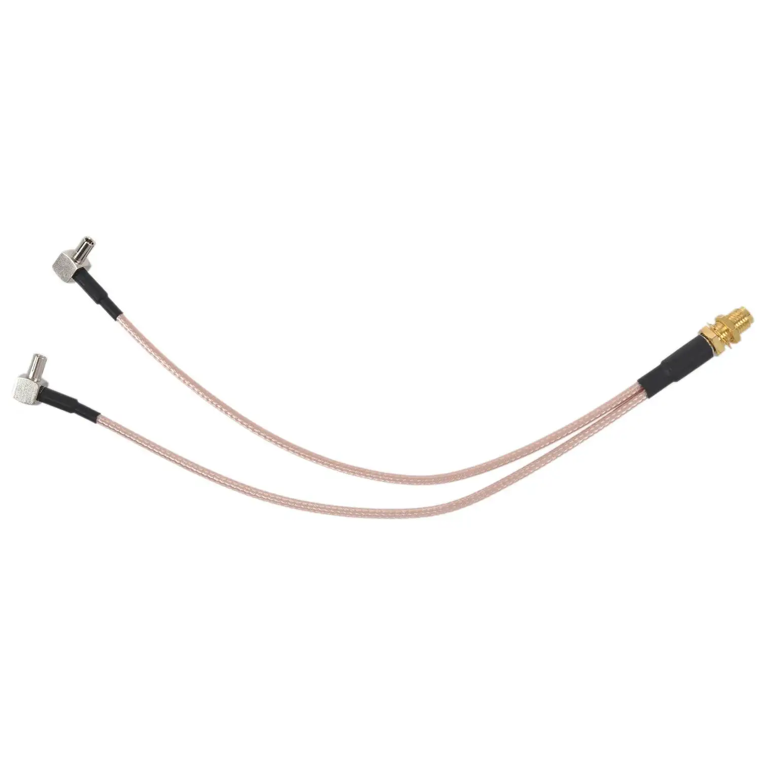 8 inci SMA perempuan Ke Y tipe 2 X TS9 sudut laki-laki konektor Splitter Combiner kabel, emas & perak