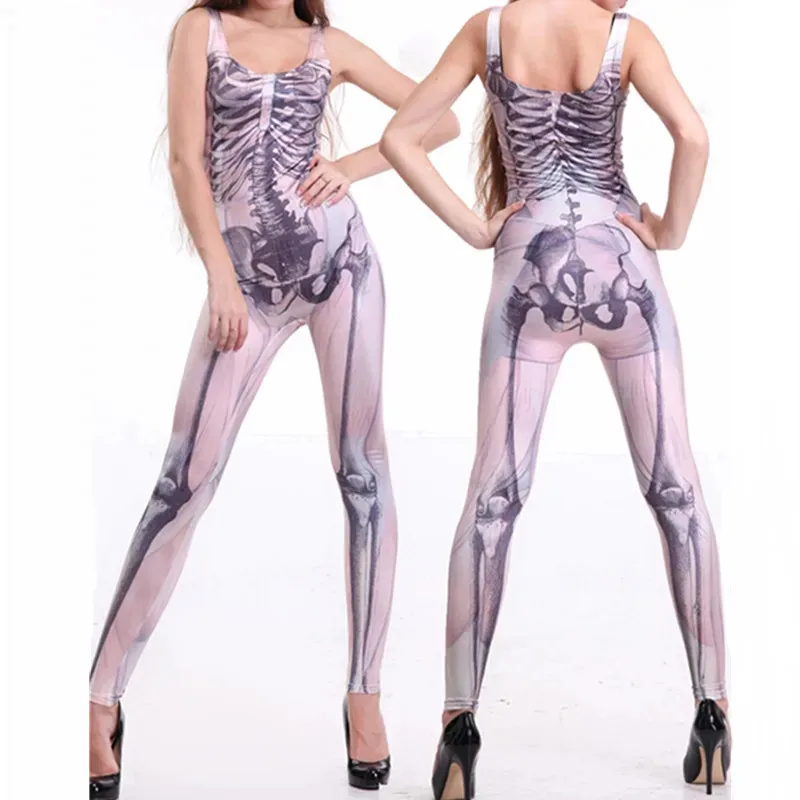 Costumes d'Halloween sexy de haute qualité pour femmes, barboteuses minces, combinaisons de batterie à motif 3D, modules assiste, combinaison de batterie, mode