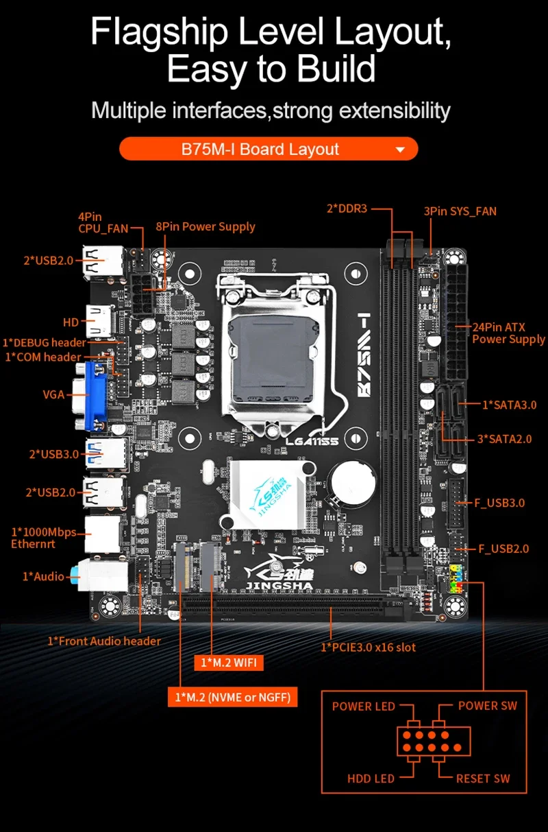 หน่วยความจํา PC 2*8G = 16GB DDR3 หน่วยความจํา PC RAM พร้อม B75 placa แม่ i5 3570 LGA 1155 ชุด combo USB 3.0 SATA 3.0