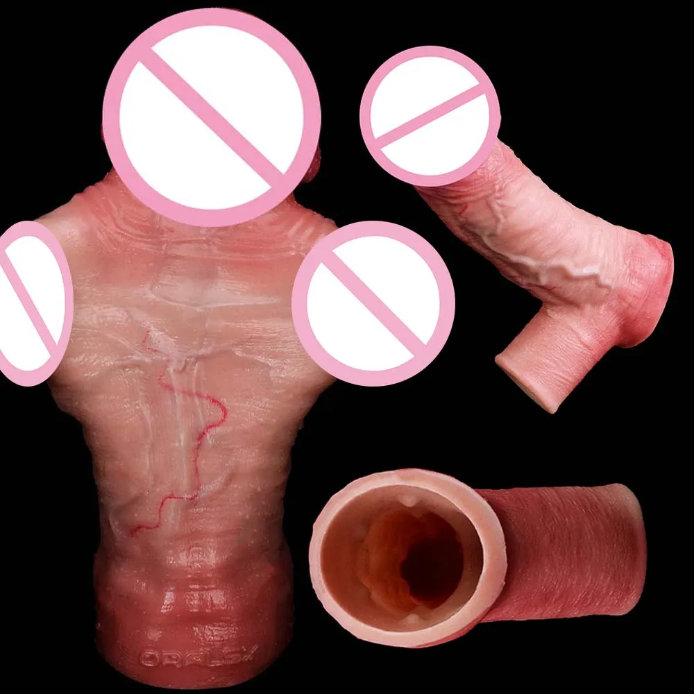 ORALSX Skin Feeling Realistic Dildo Sleeves Dick Enlargement Penis Covers Extender Men's Condoms Cock Ring Sex Toy For Couples