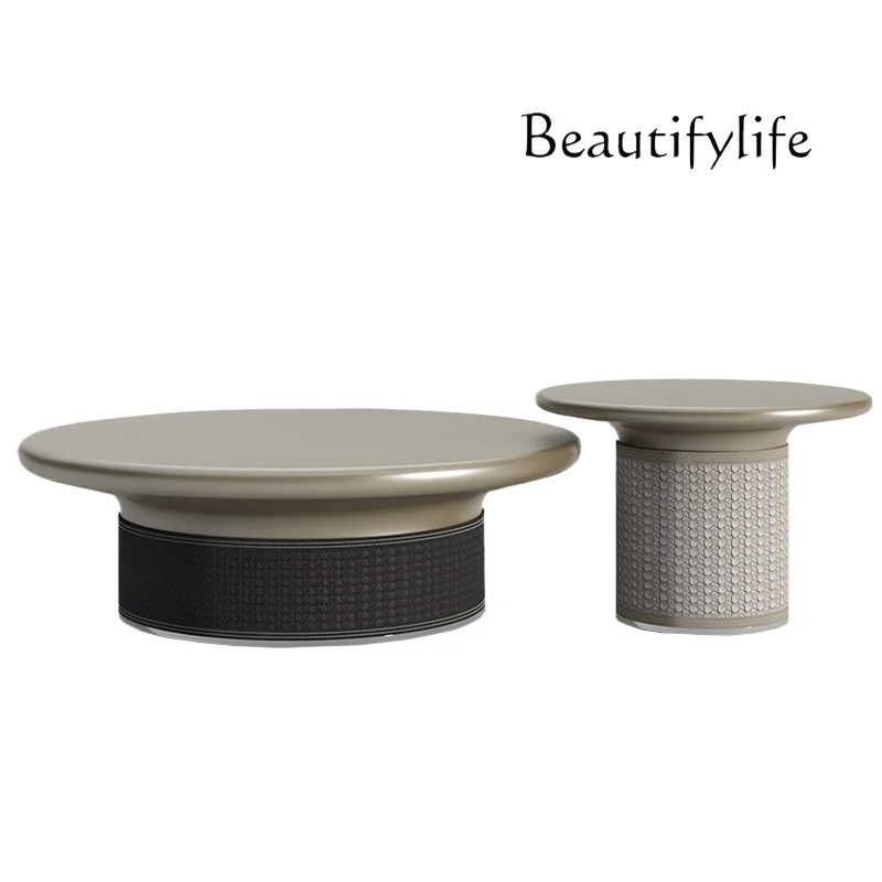 

Italian medieval style round coffee table household small apartment simple tea table combination
