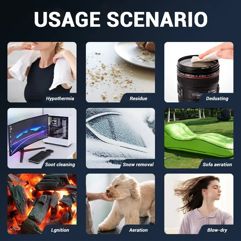 🌪️   Soprador de Ar Mini C6 com 350000RPM |   Motor Sem Escovas com Iluminação LED e Bateria Recarregável com Display