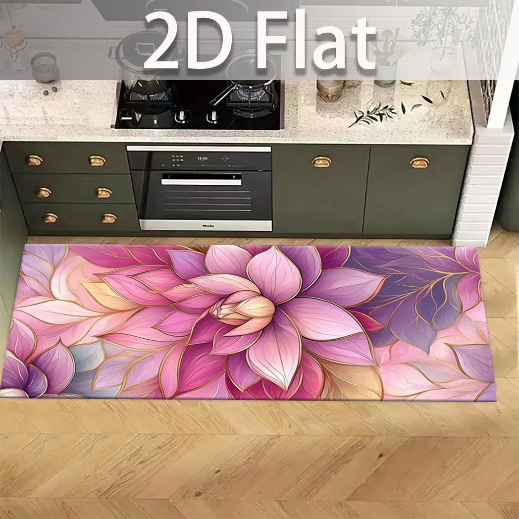 VIKAMA Schöner Lotusteppich, 2D-Küchenteppich, Fußmatte, Willkommensmatte, Outdoor-Teppich, schöner Teppich für Schlafzimmer, Teppich für Wohnzimmer