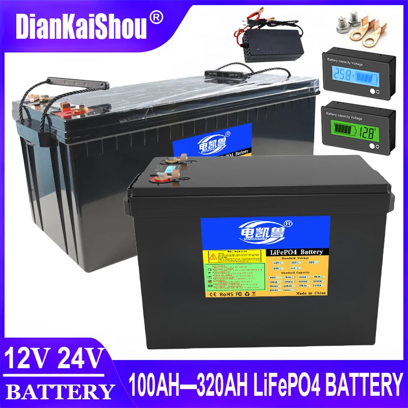 24/12volt 200ah 280ah 300ah 150ah LiFePO4 battery pack with BMS For RV Campers Golf Cart Inverter energy storage Solar batteries