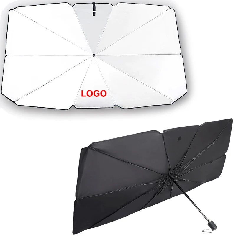 Windshield Sunshade Umbrella For Mercedes Benz BMW Audi Volkswagen Toyota Honda Nissan Tesla Logo Car Front Window Cloth Parasol