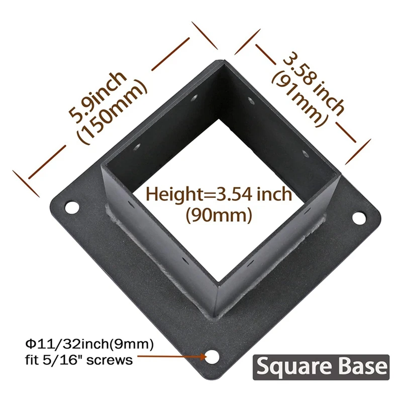 ABZY-4X4 بوصة (الفاعلية: 3.5 × 3.5 بوصة) قاعدة مرساة شفة من الفولاذ المقاوم للصدأ مع براغي لحاجز سطح السفينة (عبوة واحدة)