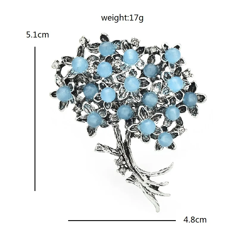 Wuli&baby Natural Stone Flower Brooches For Women 4-color Tree Plants Party Office Brooch Pins Fashion Jewelry Gifts