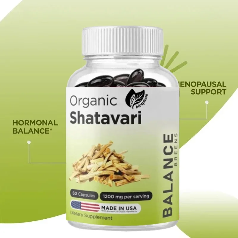Organic Shatavari 1200mg Capsules - 60 Count Female Hormone Balance Mammalian Vitamins Asparagus Racemosus Root Herb Supplement