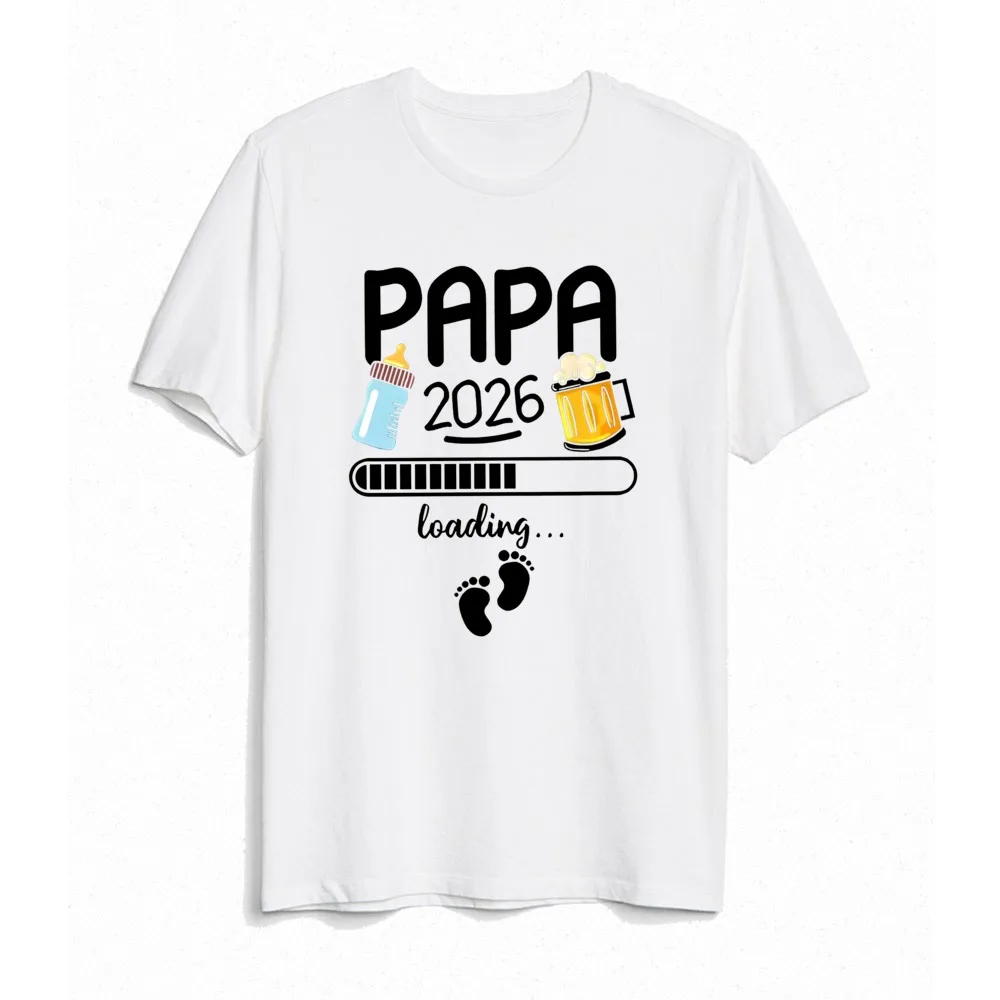 Papa 2026 T Shirt Future Dad French Texts Beer Lovers Father's Day Gift Men Clothing Soft T-shirt Pregnancy Announcement Tshirt
