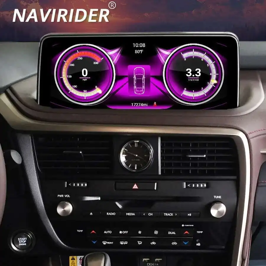 مشغل فيديو للسيارة CARPLAY لكزس Rx450h RX200t RX350 RX300 RX 450H أندرويد 14 2020 شاشة نظام ملاحة GPS 1920*720 ستيريو