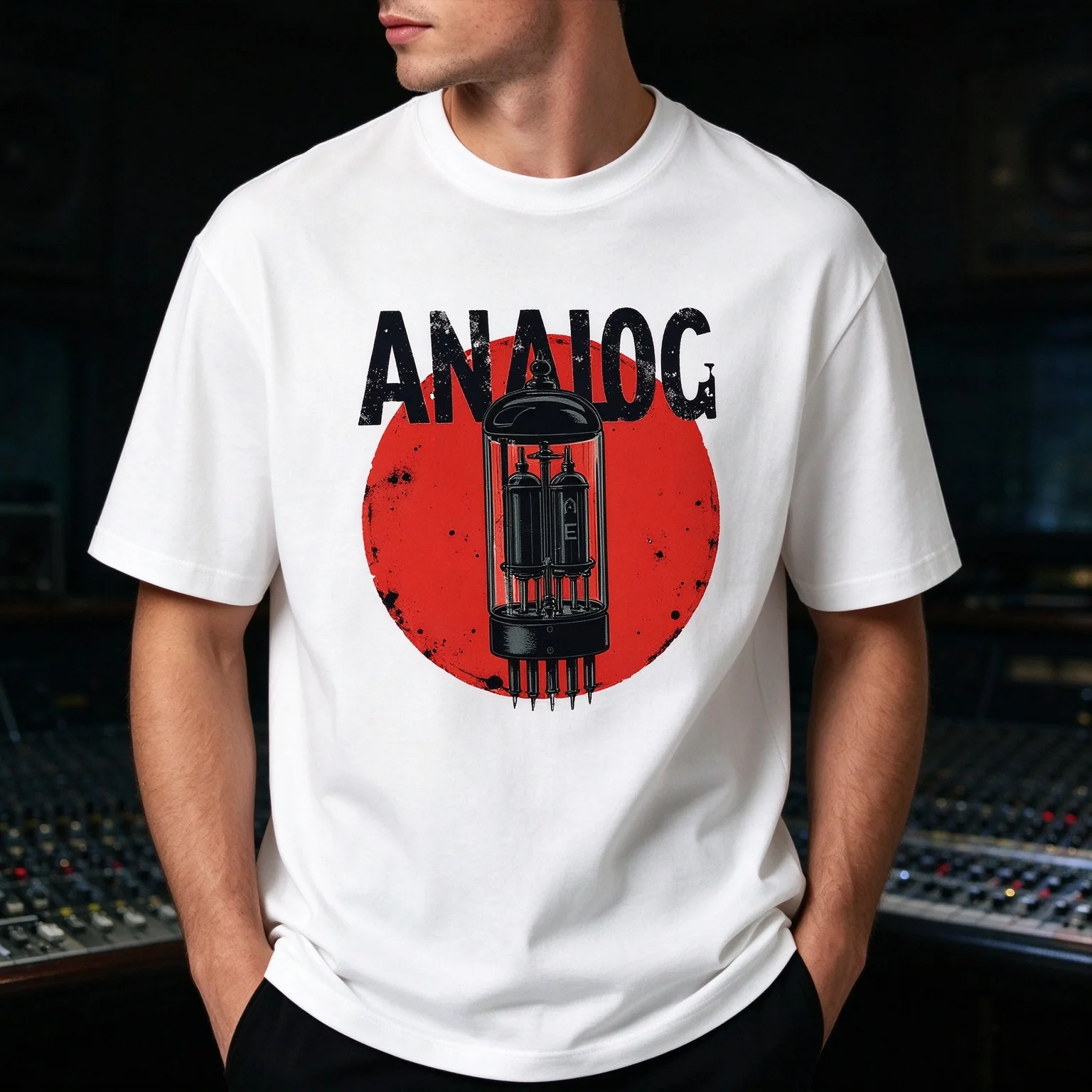 Retro Audio Electronics Graphic T-Shirt Men Modal Short Sleeve ANALOG Vacuum Tube Vintage Casual Top