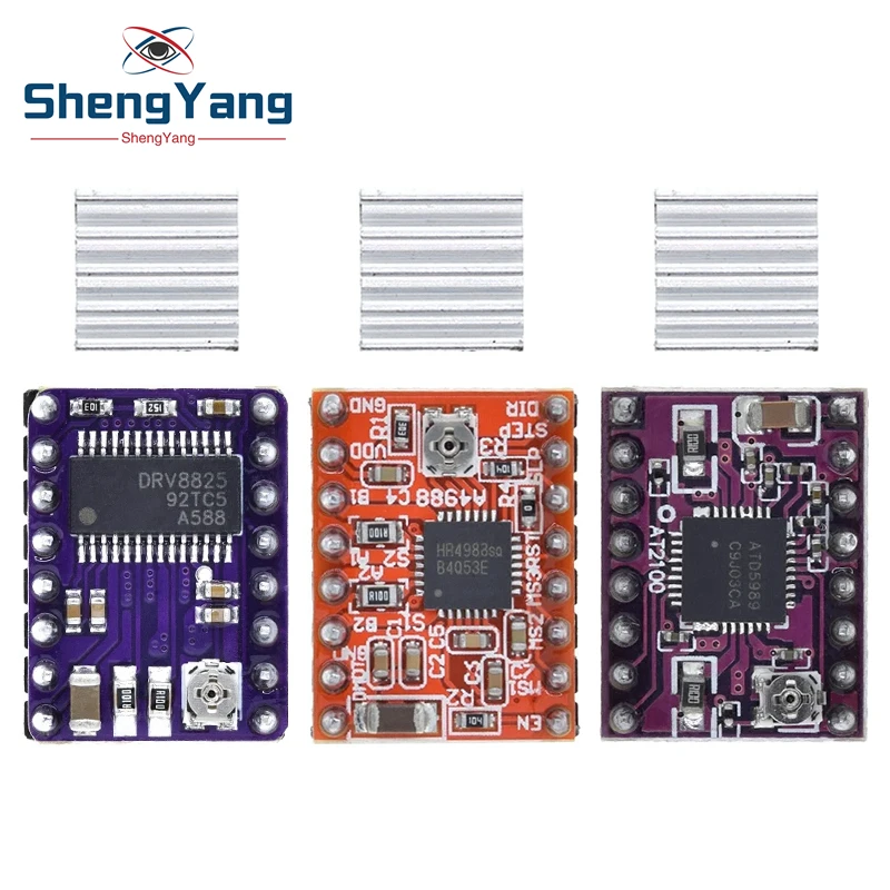 TZT 3D Printer Parts StepStick A4988 DRV8825 AT2100 Stepper Motor Driver With Heat sink Carrier Reprap RAMPS 1.4