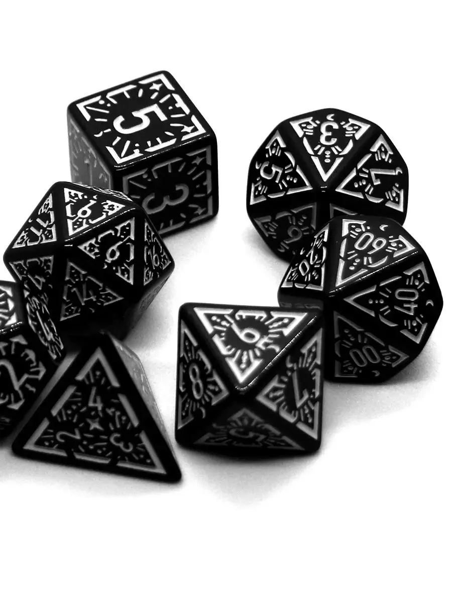 7 pièces ensemble classique Rune Relief jeu de société jeu de dés, TRPG dés avec boîte polyédriques jeu de Table dés pour jeux de dés RPG