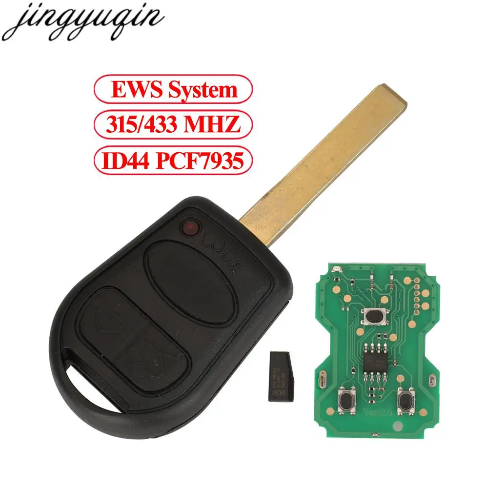 Jingyuqin Remote Car Key Alarm EWS ID44 PCF7935 315/433MHZ For Land Rover Range Rover Evoque 3 Buttons