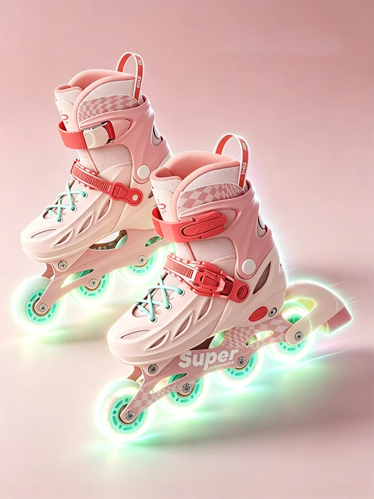 

Kids Adjustable Inline Skates Beginner Light Up Rollerblades for Outdoor Skating Professional Boys Girls High Speed