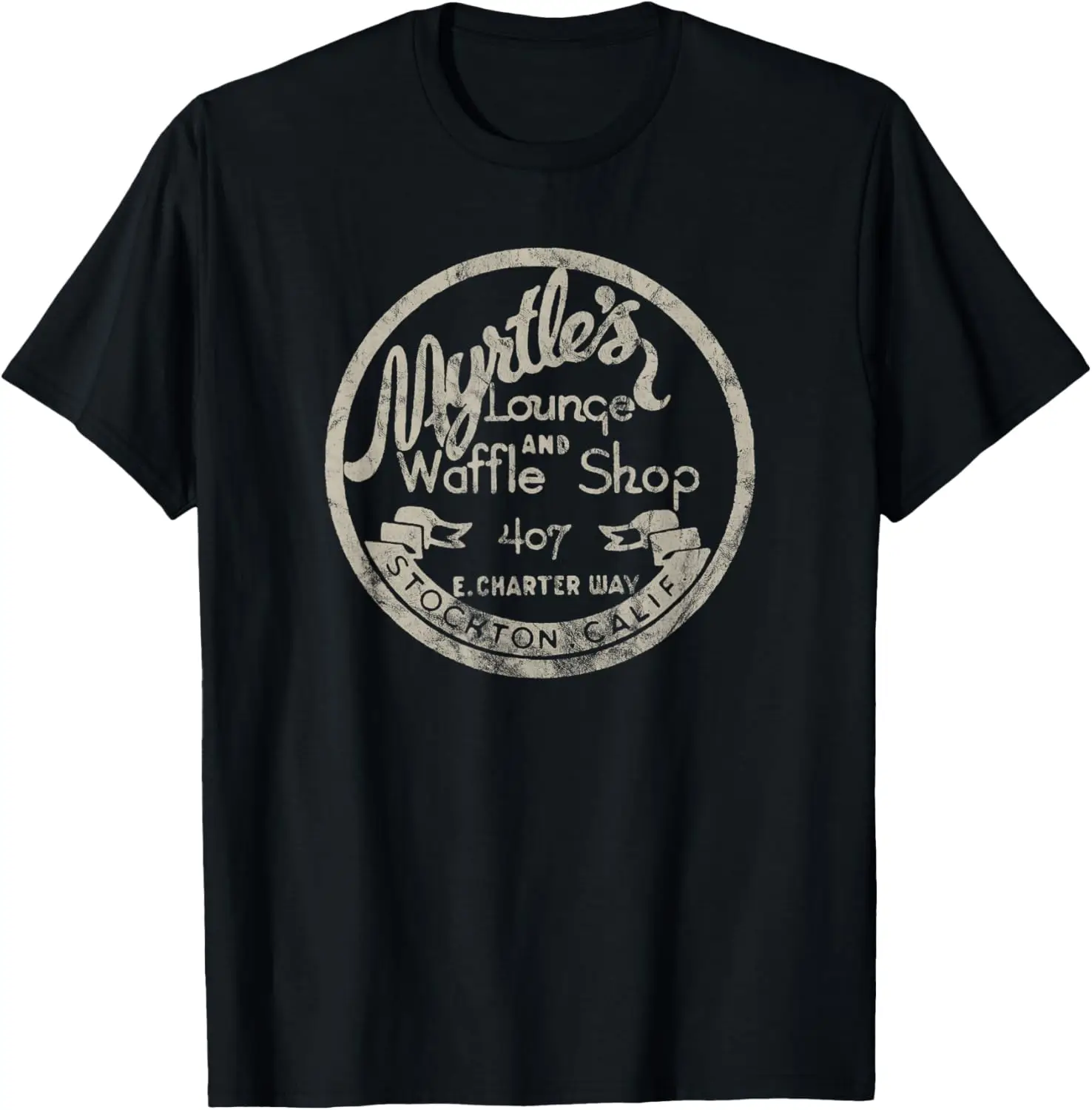 Stockton California Vintage Restaurant Bar Motel Advertising T-Shirt