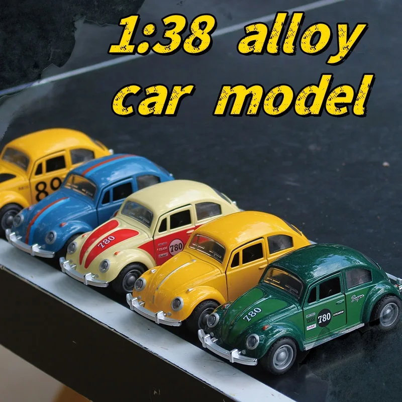 

1:36 Alloy Pull-Back Beetle Car Toy - Double Door Trolley Model - high-precision collection-level car model - surprise gift