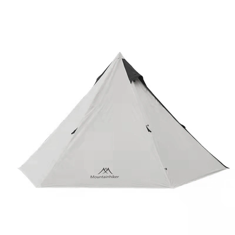 Outdoor pyramid double-layer tent camping portable folding sunscreen waterproof camp tent black tower