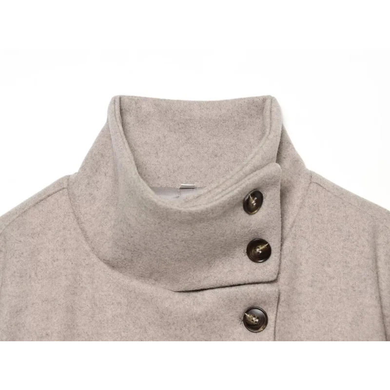 2026 Herbst Winter Neuankunft Damen Einfarbiger Mantel Langarm Stehkragen Oberbekleidung Täglicher Chic Damen Modejacke – Detail 27