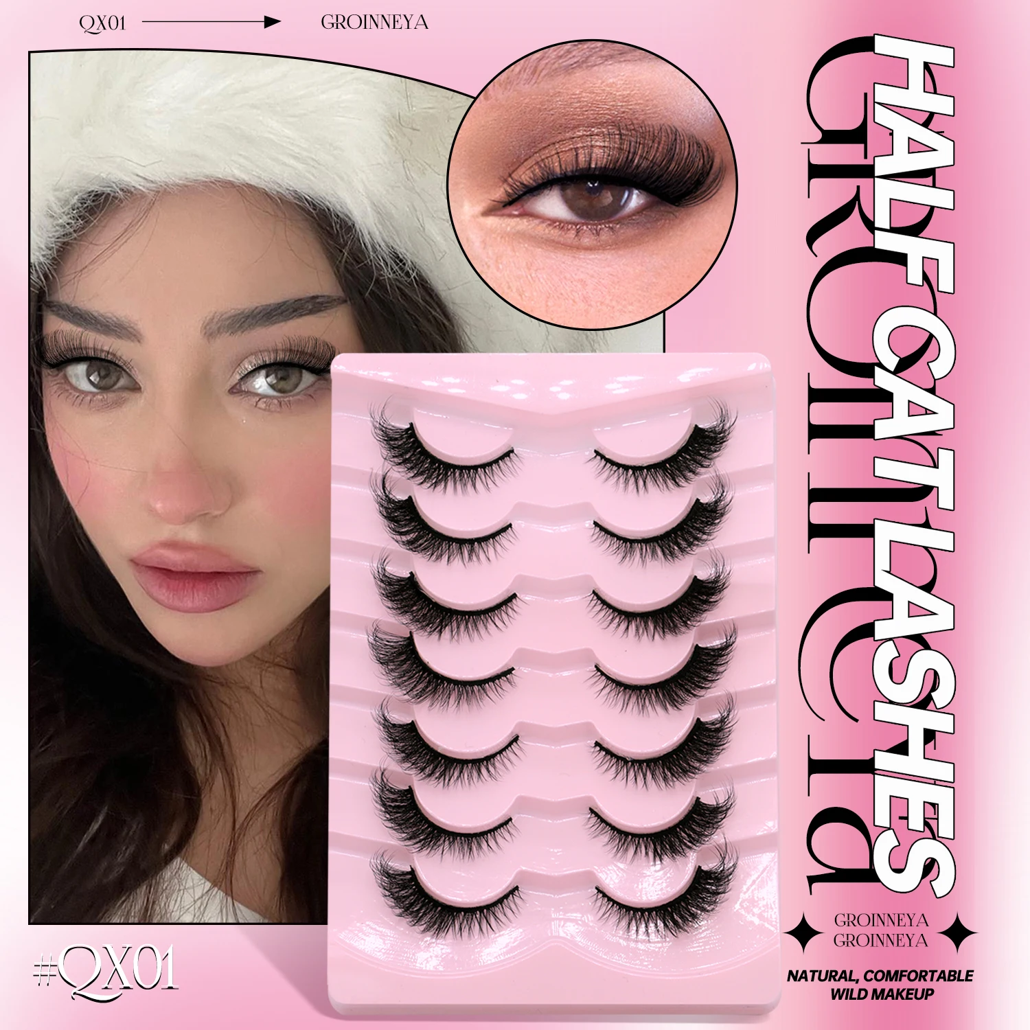 Lasvirey رموش القط رقيق الرموش الصناعية لينة الصليب الطبيعي 5D حجم رقيق رموش سميكة دراماتيكية فو المنك جلدة تمديد