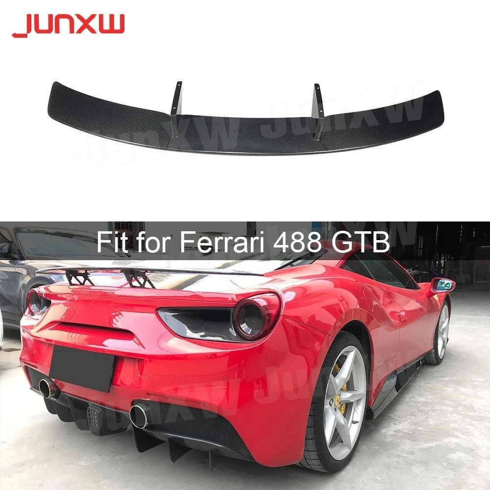 

Dry Carbon Fiber Car Rear Trunk Spoiler Rear Bumper Wing Boot Rear Lip for Ferrari 488 GTB 2015 - 2018 FRP Body Kits Accessories