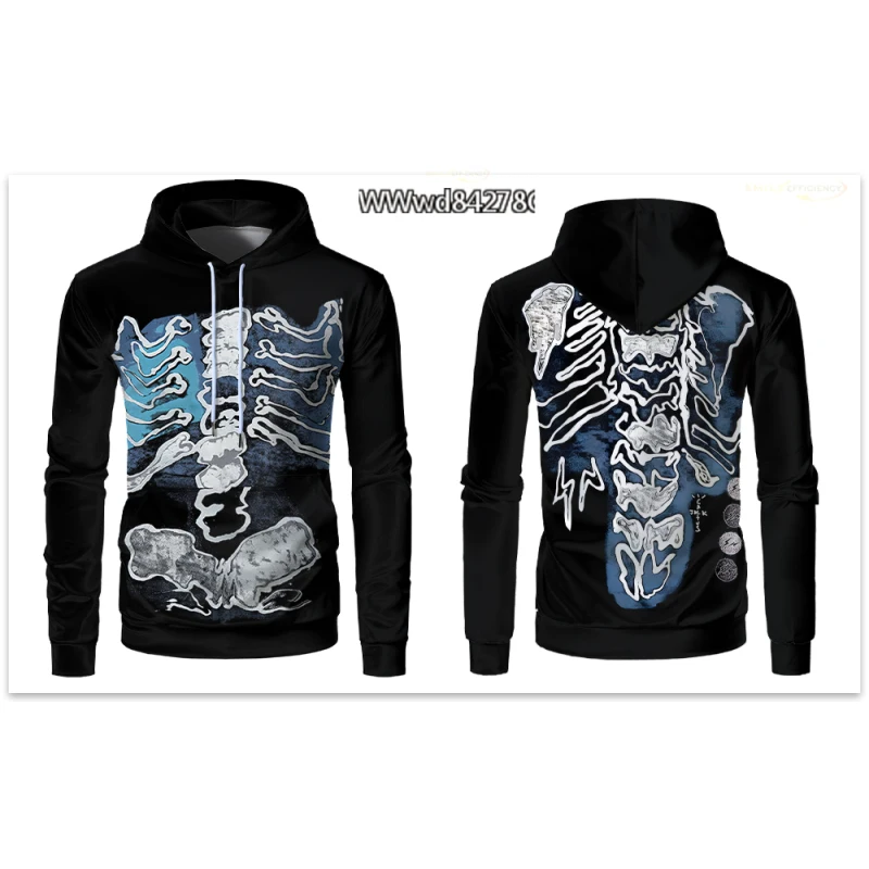 New Skeleton Anatomy 3D Print Fashion Hoodie Human Organ Horror Skeleton Long Sleeve Pullover  Halloween Cosplay  Sweatshirt