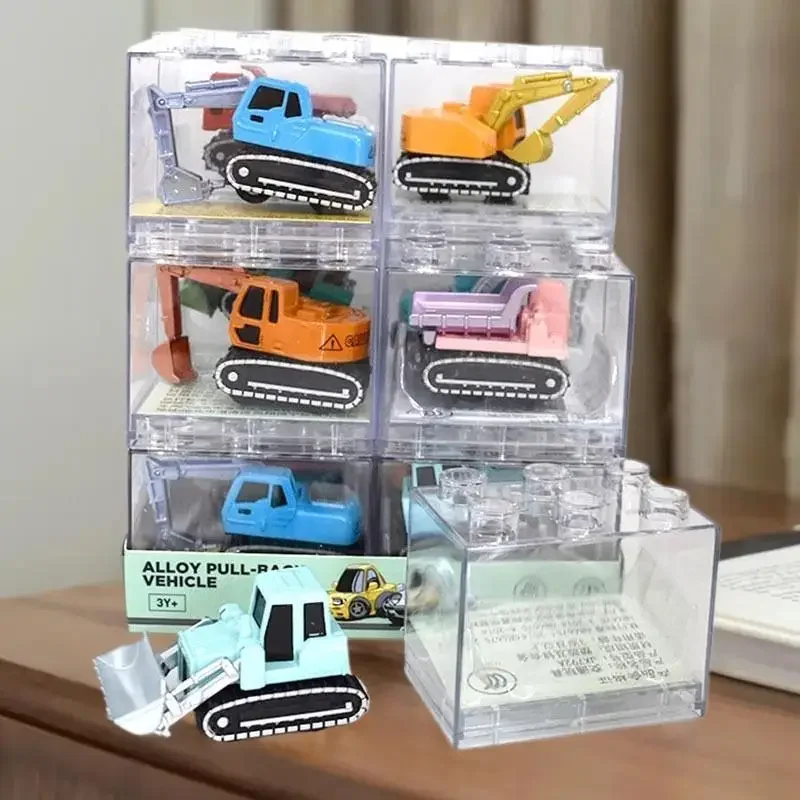 Modèle de voiture jouet unique, conception d'ingénierie en alliage, mécanisme de traction, diapositives à l'inertie, complet avec boîte de rangement